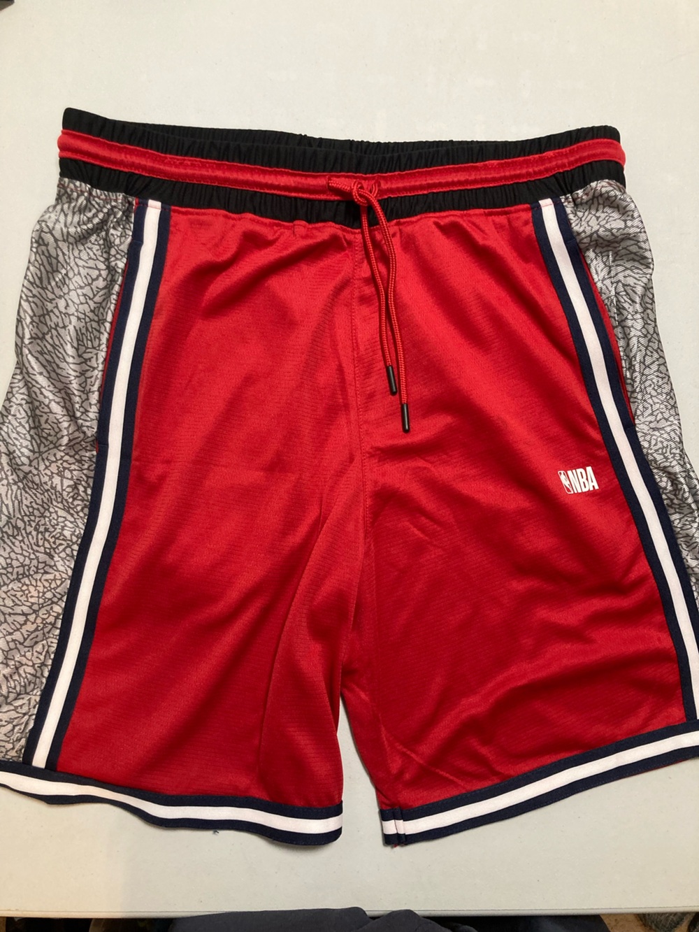 NBA Red Athletic Basketball Shorts with Navy & White Trim